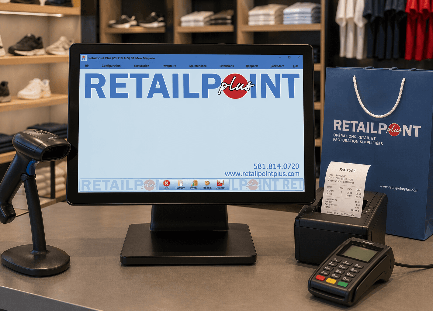 Retailpoint Plus checkout station in a store environment